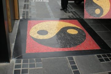 Black Yellow Red Yin Yang Outdoor Flooring Ceramic Mosaic Tile