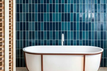 Turquoise Blue Light Dark Mix Subway Glazed Blue Pottery Ceramic Handmade Bathroom Wall Tile