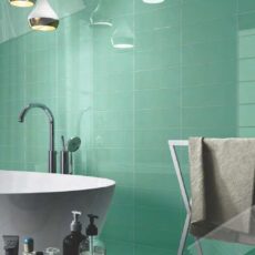 100x300 mm Plain Aqua Glossy Subway Bathroom Wall Tile