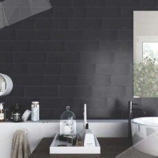 100x300 mm Plain Black Glossy Subway Bathroom Wall Tile