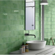 100x300 mm Vintage Green Glossy Subway Bathroom Wall Tile