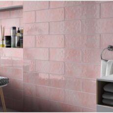 100x300 mm Vintage Soft Pink Glossy Subway Bathroom Wall Tile
