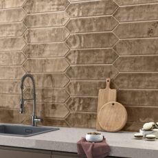 75x300 mm Polo Rustic Copper Glossy Picket Subway Kitchen Backsplash Wall Tile