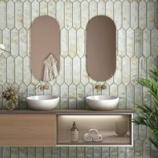 75x300 mm Polo Rustic White Glossy Picket Subway Bathroom Wall Tile