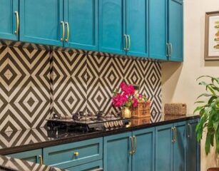 AR4010 Black and White Printed Kitchen Backsplash Wall Tile