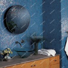 20X20 mm Deep Sea Blue Gold line Glass Mosaic Powder Bathroom Tile
