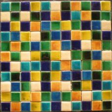 Small Square Random Mix Color Pattern HM1001 Blue Pottery Glazed Ceramic Handmade Mosaic Tile
