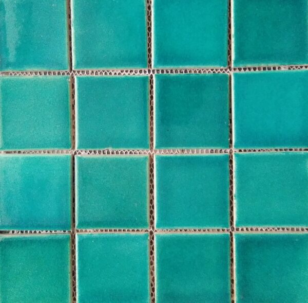 Turquoise Green Square Blue Pottery Crackled Glazed Ceramic Handmade Mosaic Swimming Pool Tile