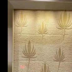 CMD Lotus Leaf Natural Yellow Stone Engraved 3D Mural Stone Carving Wall Art