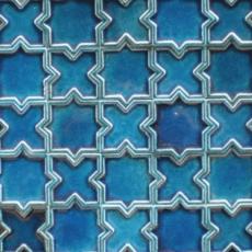 Turquoise Blue 3D Star Cross Blue Pottery Glazed Ceramic Handmade Mosaic Tile