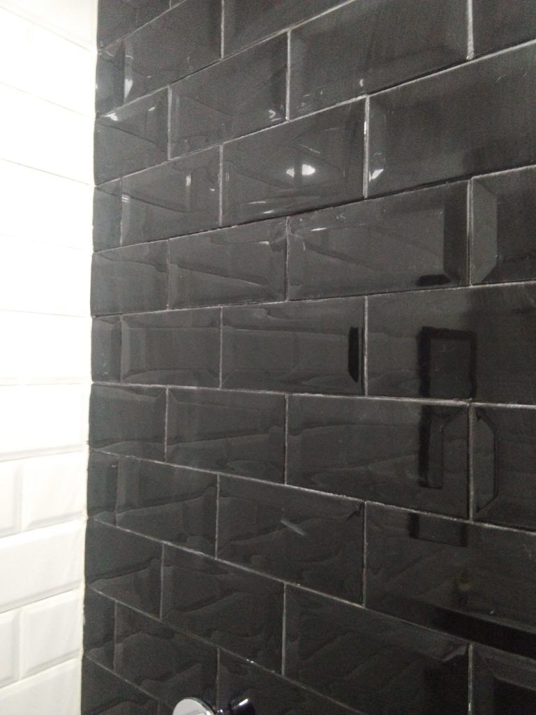 flat black subway tile