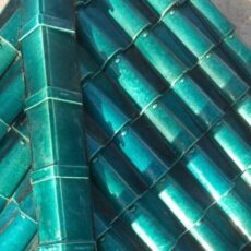 Moroccan Green Medium Taylor Blue Pottery Glazed Ceramic Handmade Roof Tile
