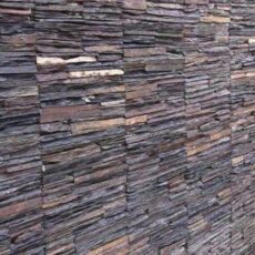 Dark Brown Rustic Rough Textured Strip Natural Stone Wall Cladding