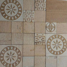 Yellow Color Accent Tile Mix Pattern Stone Engraving Tile