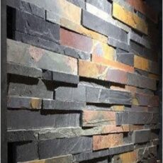 Natural Textured Mix Size Strip Rustic Black Slate Stone Wall Cladding