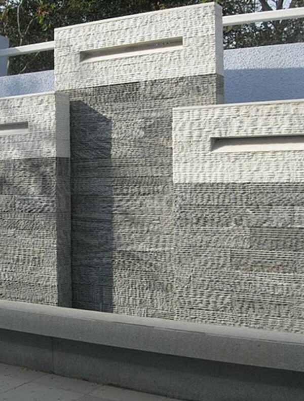 Handmade Linear Textured Grey White Stone Fountain Water Fall Wall Cladding