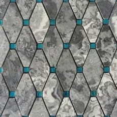 Diamond shape Grey Stone Glass Mix Mosaic Tile