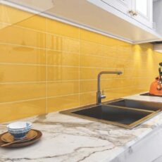 100x300 mm Plain Mustard Yellow Glossy Subway Kitchen Backsplash Wall Tile