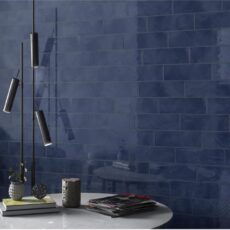 100x300 mm Vintage Warm Blue Glossy Subway Dining Area Wall Tile