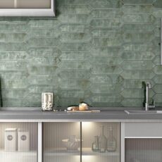 75x300 mm Polo Rustic Verde Glossy Picket Subway Kitchen Backsplash Wall Tile