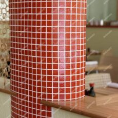 20x20 mm Bright Red Dotted Glass Mosaic Column Wall Tile