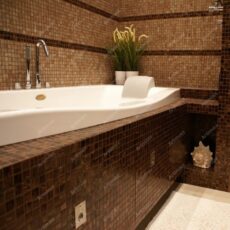 20x20 mm Dark Tan Brown Gold line Glass Mosaic Bathroom
