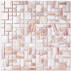 Multi Size Daisy White Gold line Glass Mosaic Tile