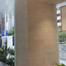 Beige Travertine Design Light Weight Modified Clay Interior Wall Cladding Veneer Sheet