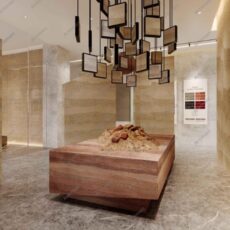 Beige Travertine Design Light Weight Modified Clay Thin Veneer Interior Wall Sheet