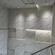 White Sandstone Textured Finish Light Weight Modified Clay Double Height Wall Flexible Veneer Sheet